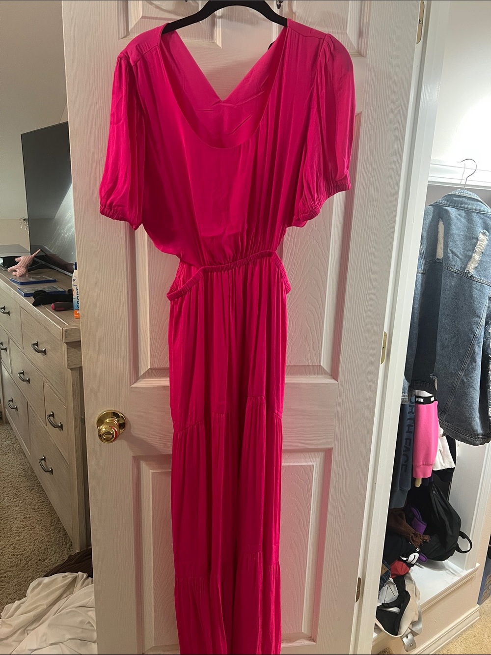 Naked Zebra Hot Pink Maxi Dress with Elastic Waist